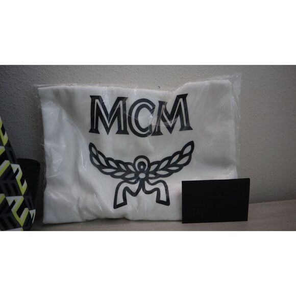 MCM Unisex Medium Size Yellow/Black Cubic Logo Backpack $795 - Picture 3 of 16